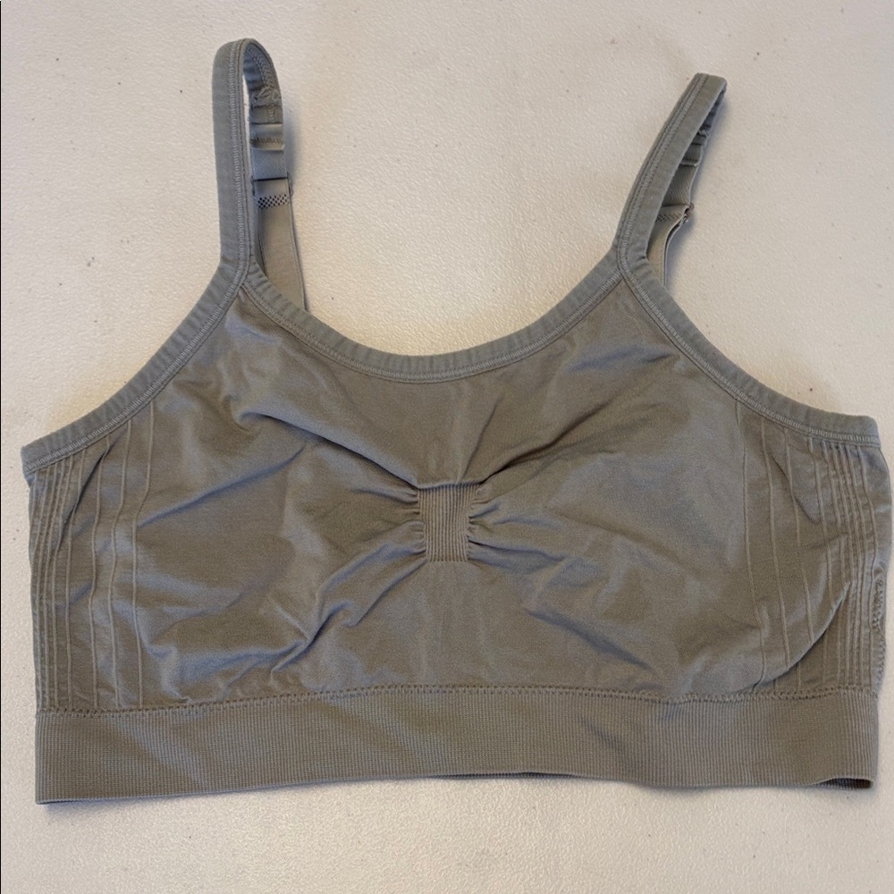 Kalon Gray Light Support Seamless Sports Bra Sz XXL